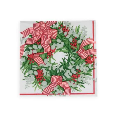 Ribbon Stripe Wreath Paper Luncheon Napkins, 20 per Pack