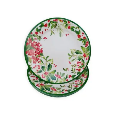 Holly Chintz White Paper Dinner Plates, 8 per Pack