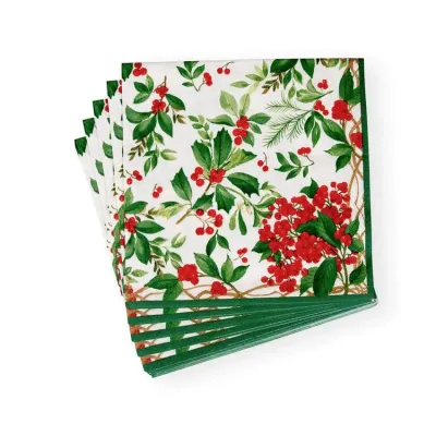 Holly Chintz White Paper Dinner Napkins, 20 per Pack