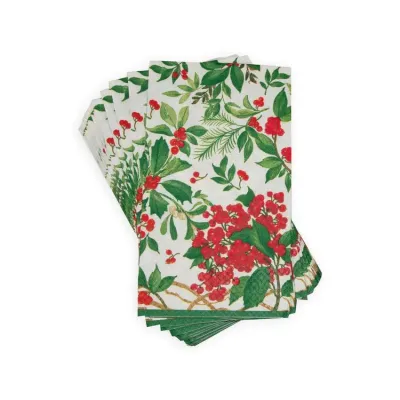 Holly Chintz White Paper Guest Towel/Buffet Napkins, 15 per Pack