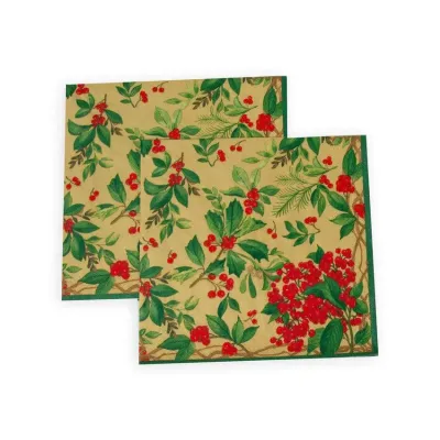 Holly Chintz Gold Paper Dinner Napkins, 20 per Pack
