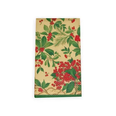 Holly Chintz Gold Paper Guest Towel/Buffet Napkins, 15 per Pack