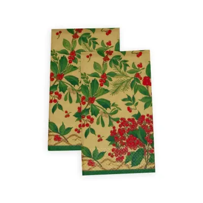 Holly Chintz Gold Paper Guest Towel/Buffet Napkins, 15 per Pack