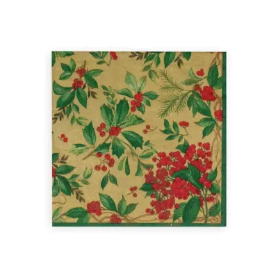 Holly Chintz Gold Paper Luncheon Napkins, 20 per Pack