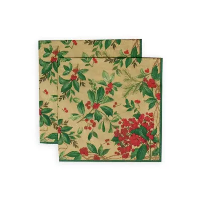 Holly Chintz Gold Paper Luncheon Napkins, 20 per Pack