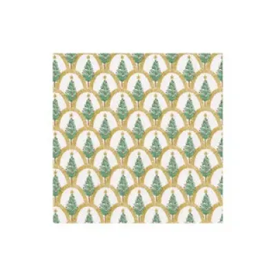 Deco Christmas Gold Boxed Cocktail Napkins - 40 Per Box