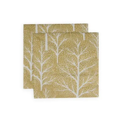 Winter Trees Gold/White Paper Dinner Napkins, 20 per Pack