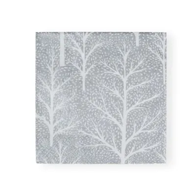 Winter Trees Silver/White Paper Luncheon Napkins, 20 per Pack