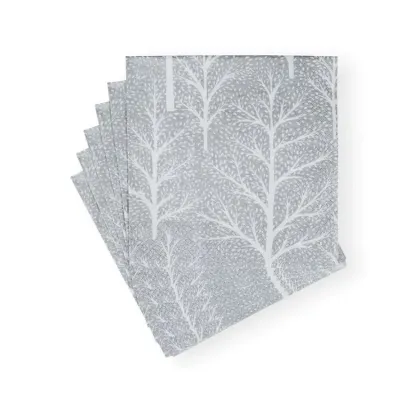 Winter Trees Silver/White Paper Luncheon Napkins, 20 per Pack