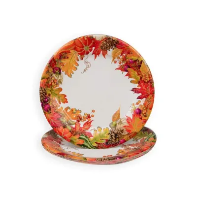 Harvest Garland White Paper Dinner Plates, 8 per Pack