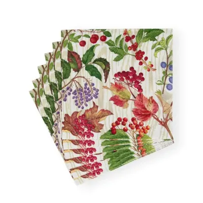 Berry Botanical Taupe Paper Luncheon Napkins, 20 per Pack