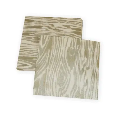 Woodgrain Silver/Gold Paper Dinner Napkins, 20 per Pack
