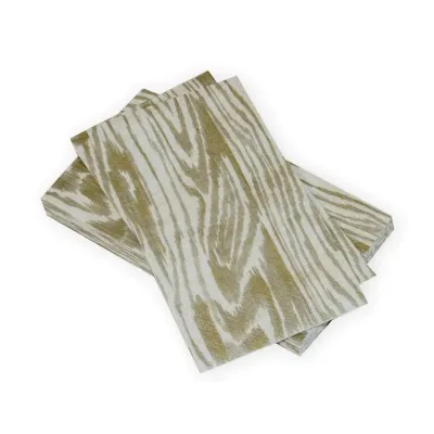 Woodgrain Silver/Gold Paper Guest Towel/Buffet Napkins, 15 per Pack