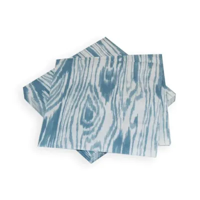 Woodgrain Stone Blue Paper Luncheon Napkins, 20 per Pack