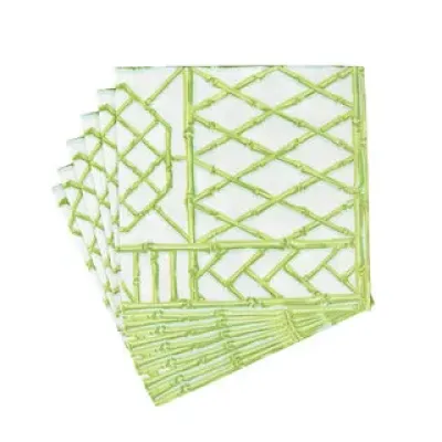 Bamboo Screen Moss Green Paper Linen Dinner Napkins - 12 Per Package