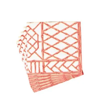 Bamboo Screen Coral Paper Linen Dinner Napkins - 12 Per Package