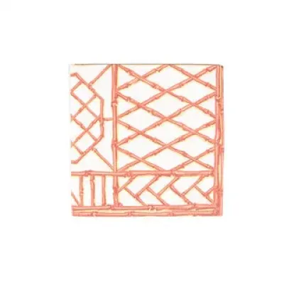 Bamboo Screen Coral Paper Linen Luncheon Napkins - 15 Per Package