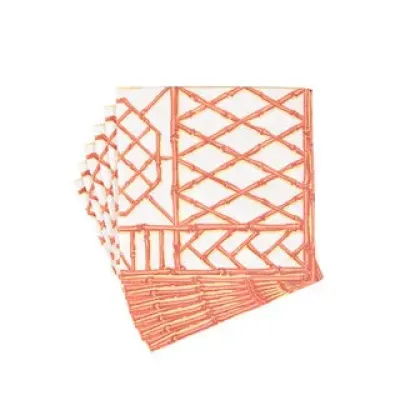 Bamboo Screen Coral Paper Linen Luncheon Napkins - 15 Per Package