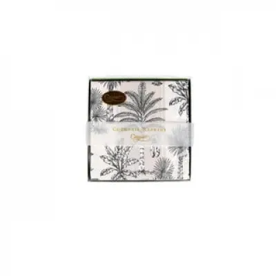 Southern Palms Flax & White Boxed Cocktail Napkins - 40 Per Box