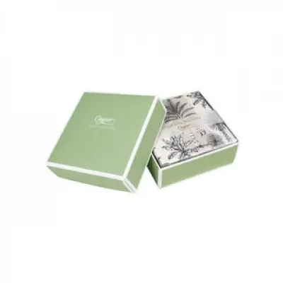 Southern Palms Flax & White Boxed Cocktail Napkins - 40 Per Box