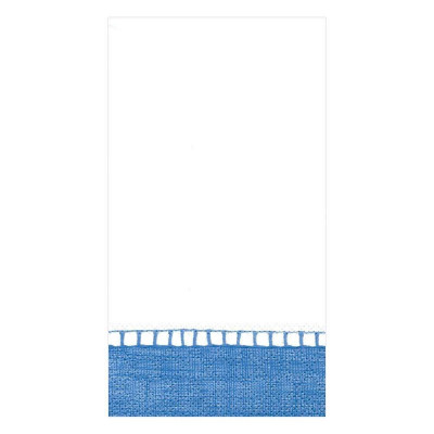Linen Border Paper Guest Towel/Buffet Napkins Blue, 15 Per Pack