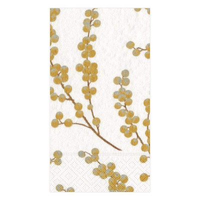 Berry Branches Paper Guest Towel/Buffet Napkins White & Gold, 15 Per Pack
