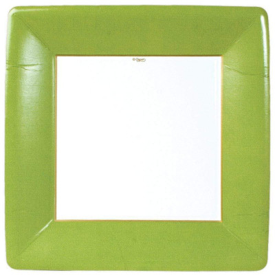 Grosgrain Square Paper Dinner Plates Moss Green, 8 Per Pack