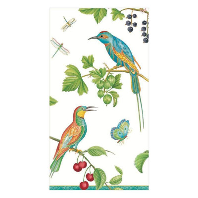 Jeweled Birds Paper Guest Towel/Buffet Napkins Ivory, 15 Per Pack