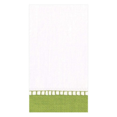 Linen Border Paper Guest Towel/Buffet Napkins Green, 15 Per Pack