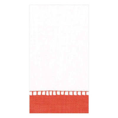 Linen Border Paper Guest Towel/Buffet Napkins Coral, 15 Per Pack