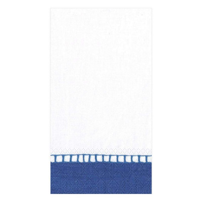 Linen Border Paper Guest Towel/Buffet Napkins Marine Blue, 15 Per Pack