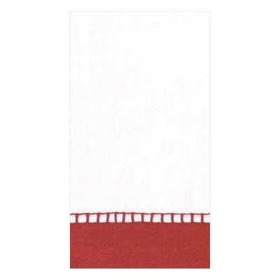 Linen Border Paper Guest Towel/Buffet Napkins Red, 15 Per Pack