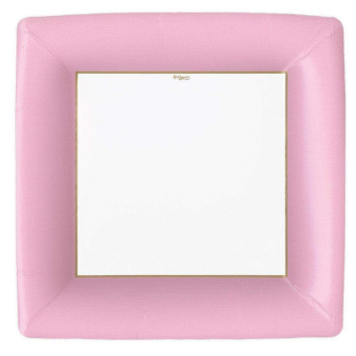 Grosgrain Square Paper Dinner Plates Light Pink, 8 Per Pack