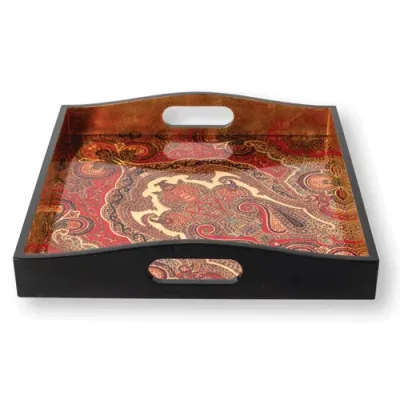 Jaipur Crimson Lacquer Square Tray 14" x 14"