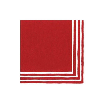 Border Stripe Paper Cocktail Napkins Red, 20 Per Pack