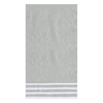 Border Stripe Paper Guest Towel/Buffet Napkins Silver, 15 Per Pack