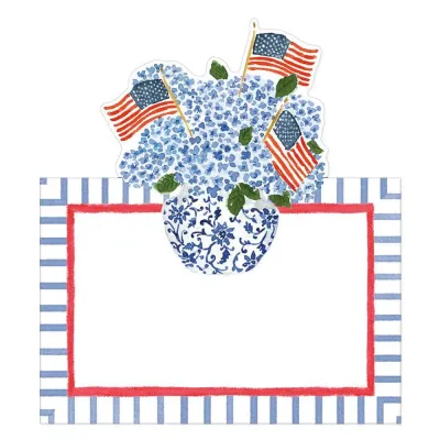 Flags and Hydrangeas Die-Cut Place Cards, 8 Per Pack
