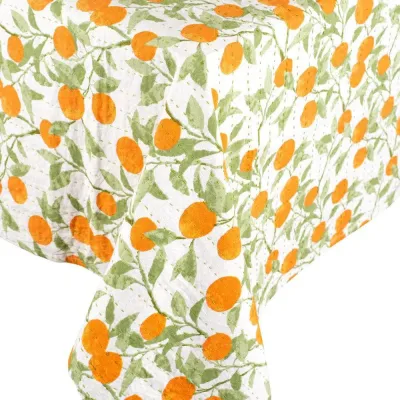 Orange Grove Reversible Cotton Tablecloth 70.5 X 70.5 Inch