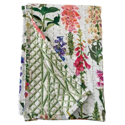 Foxgloves Reversible Cotton Tablecloth 70.5 X 70.5 Inch
