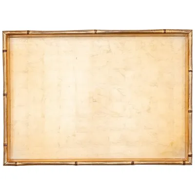 Gold Leaf Bamboo Edge Large Lacquer Rectangle Tray
