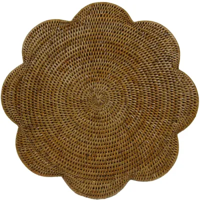 Natural Tabletop Rattan Scallop Round Placemat