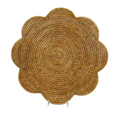 Natural Tabletop Rattan Scallop Round Placemat