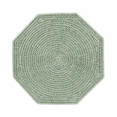Green Tabletop Rattan Octagonal Placemat