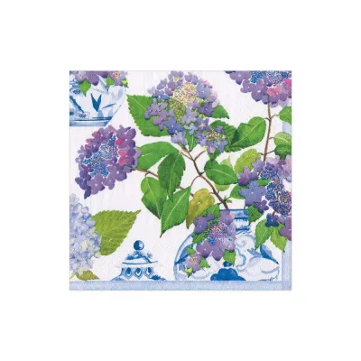 Hydrangeas And Porcelain Cocktail Napkins, 20 Per Package