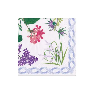 Mary Delany Flower Mosaics White Cocktail Napkins, 20 per package