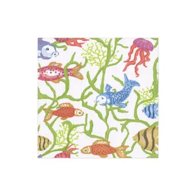 Tropical Reef White Cocktail Napkins, 20 per package