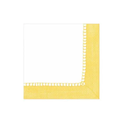 Linen Border Yellow Cocktail Napkins, 20 per package