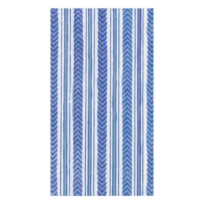 Carmen Stripe Paper Guest Towel/Buffet Napkins Blue, 15 Per Pack
