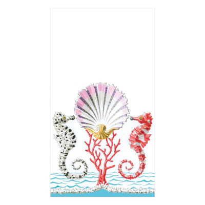 Seahorses and Shell Paper Guest Towel/Buffet Napkins, 15 Per Pack