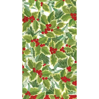Holly And Mistletoe Paper Guest Towel/Buffet Napkins, 15 Per Pack